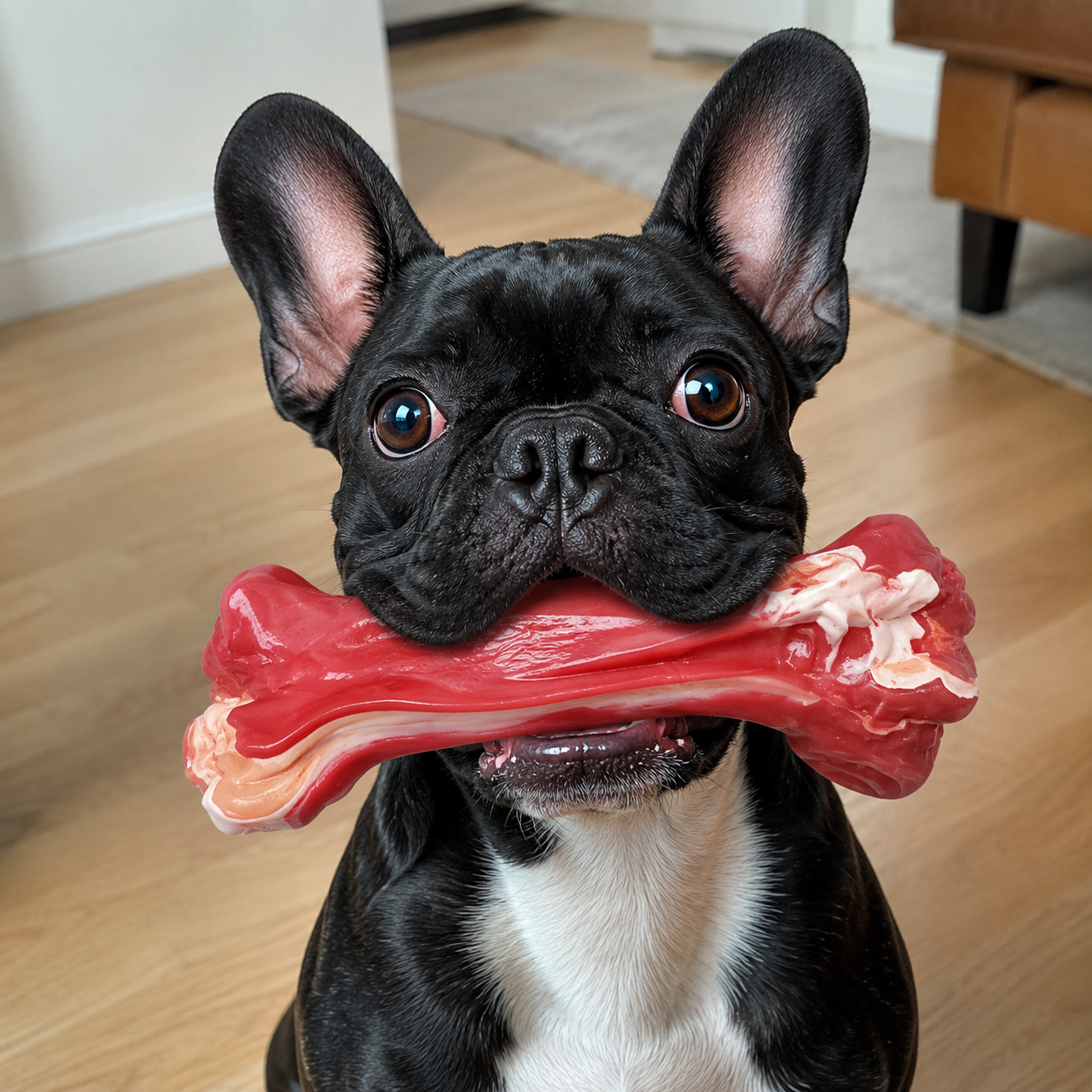 Durable Nira Pet Indestructible Calming Dog Toy designed for heavy chewers, with textured surface and vibrant colors.